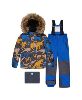  Boys' Play Dinosaur Jacket & Reinforced Pants Two Piece Snowsuit - Little Kid, Big Kid