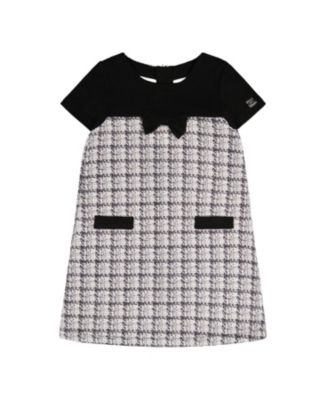  Girls' Plaid Milano Jacquard A-Line Knitwear Dress - Little Kid