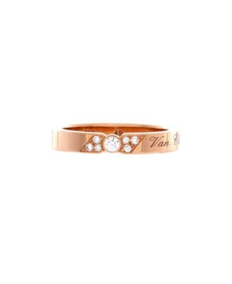 Pre-Owned Van Cleef & Arpels 3mm Toujours Signature Etoiles Wedding Band Ring 18K Rose Gold and Diamonds