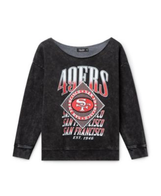  Women's NFL San Francisco 49ers Off Shoulder Cropped Fleece