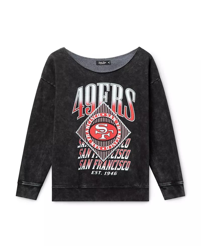 Junk Food Clothing Women's Nfl San Francisco 49ers Off Shoulder Cropped Fleece