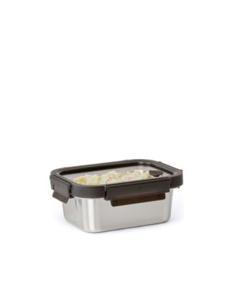  Microwave-Safe Stainless Steel Food Container with Glass Lid, Small
