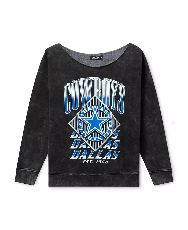 Junk Food Clothing Women's Nfl Dallas Cowboys Off Shoulder Cropped Fleece