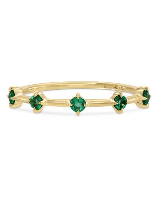14K Yellow Gold Emerald Five Stone Stack Ring