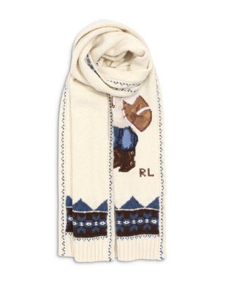 Bear Intarsia Wool Scarf