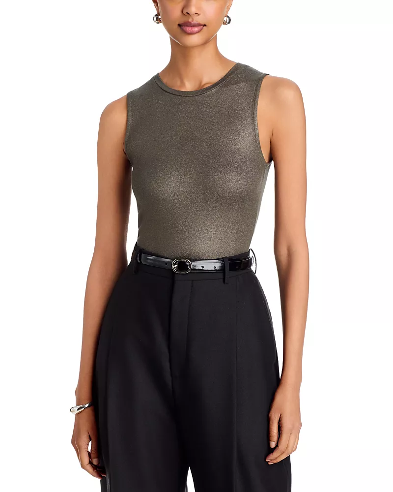 Majestic Filatures Soft Touch Metallic Crewneck Tank Top