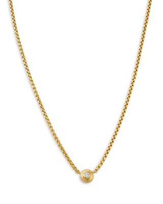14K Yellow Gold Diamond Solitaire Brushed Bezel Pendant Necklace, 0.10 tcw