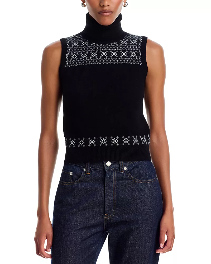 Thom Browne Icelandic Fairisle Float Cashmere Sleeveless Turtleneck Sweater