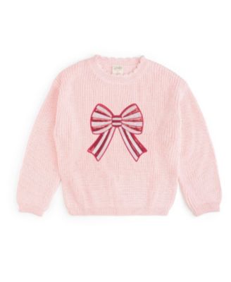 Girls' Candy Cane Sequin Bow Patch Christmas Sweater - Big Kid