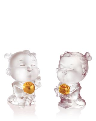Limited Edition Baby Peace & Baby Ruyi Crystal Glass Figures, Set of 2