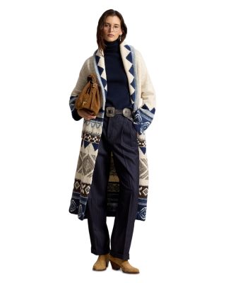 Wool Geo Motif Cardigan Coat
