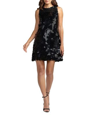  Sleeveless Paillette Sequin Detail Trapeze Dress