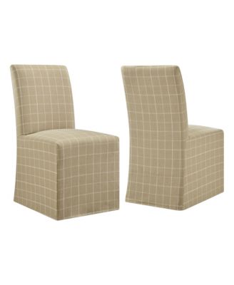  Aster Linen Cotton Blend Slipcovered Dining Chairs, Set of 2