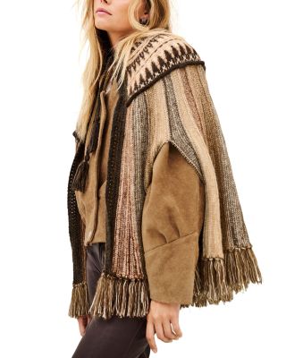 Prato Striped Fringed Poncho