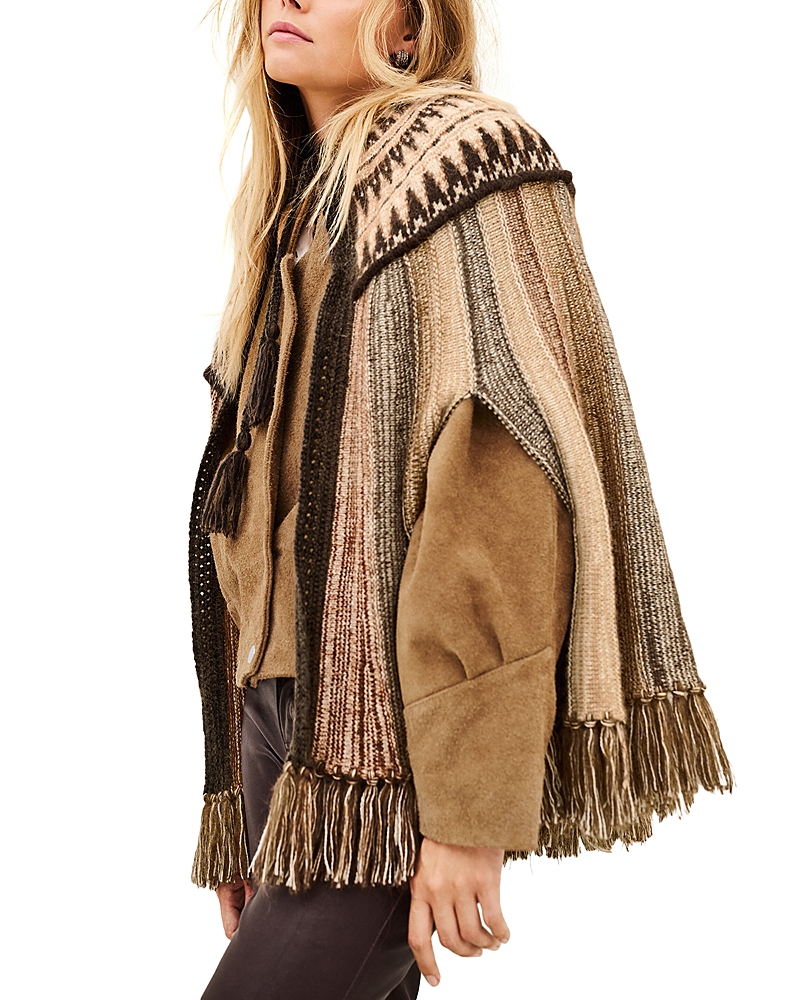 ba & sh Prato Striped Fringed Poncho