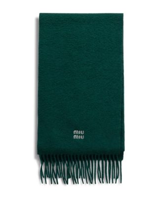 Miu Miu Cashmere Scarf In Bottle Green