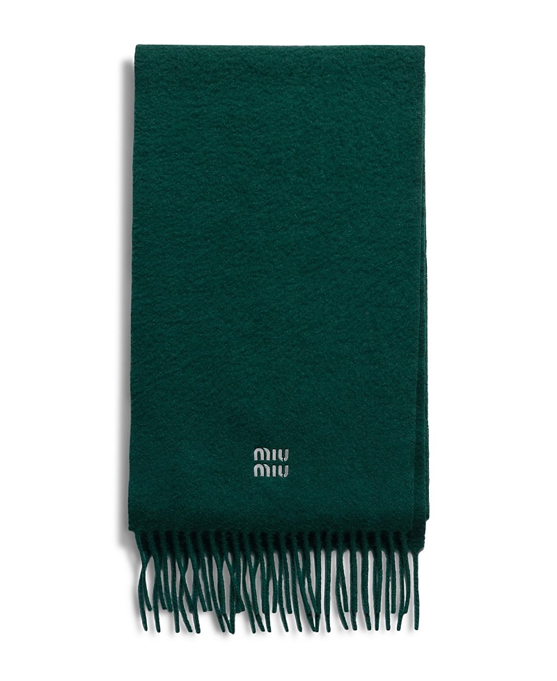 Miu Miu Cashmere Scarf In Bottle Green