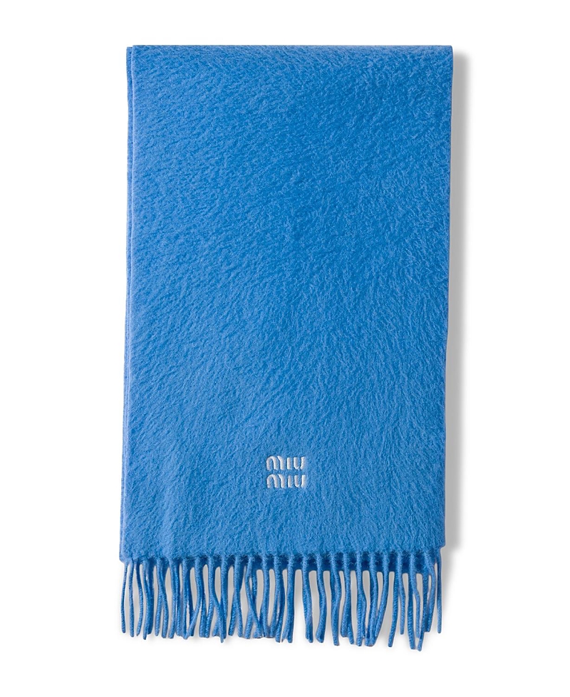 Miu Miu Cashmere Scarf In Periwinkle Blue