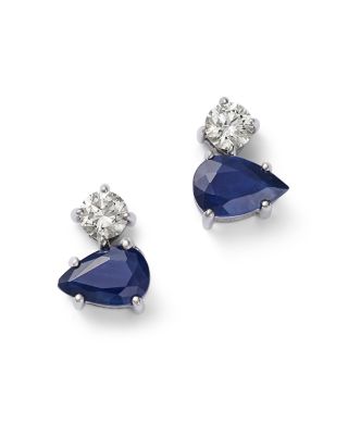 Sapphire & Diamond Earrings in 14K White Gold