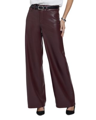 Teresa High Rise Faux Leather Stretch Wide Leg Jeans in Black