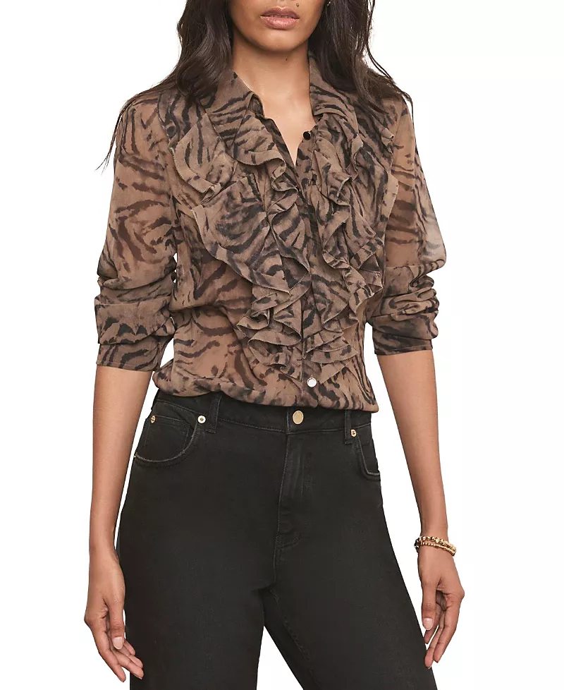 Mint Velvet Women's Ruffle Detail Button Down Blouse