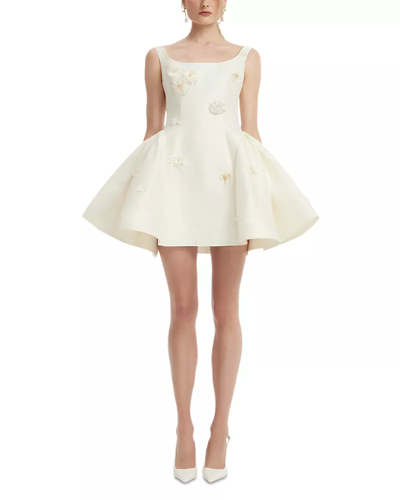 Leo Lin Zaya Wool & Silk Embellished Mini Dress
