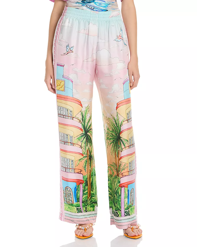 Casablanca Silk Smocked Waist Trousers