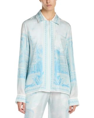 Silk Cuban Collar Long Sleeve Shirt