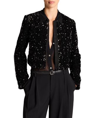 Vince Sequined Zip Front Jacket