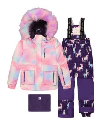  Girls' Play Jacket & Unicorn Pants Two Piece Snowsuit - Little Kid