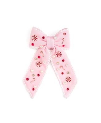 Girls' Candy Cane Christmas Gemstone Bow Clip - Little Kid, Big Kid