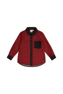 Boys' Button Down Houndstooth Chambray Detail Shirt - Little Kid, Big Kid