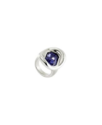  Sterling Silver-Plated Ring with Purple Crystal