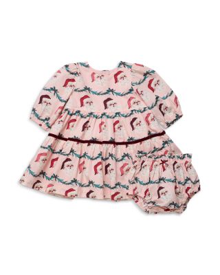 Girls' Maribelle Santa Garland Brushed Cotton Dress & Bloomers Set - Baby