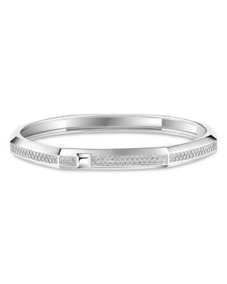 18K White Gold Moderniste Diamond Pav&eacute; Bangle Bracelet, 0.75 tcw