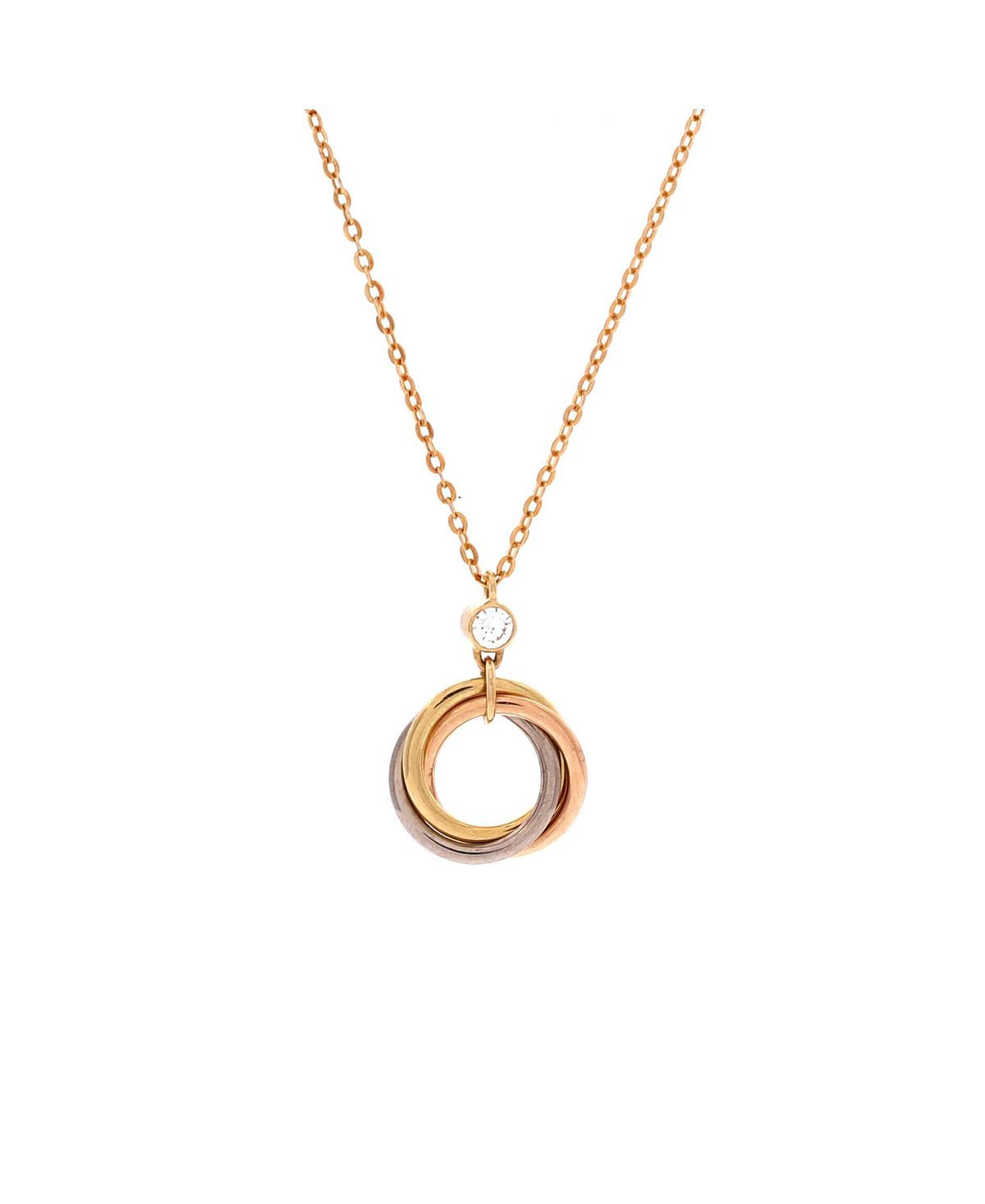 Pre-Owned Cartier Trinity Pendant Necklace 18K Tricolor Gold with Diamond