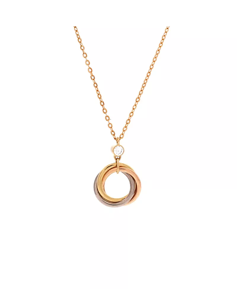 Pre-Owned Cartier Trinity Pendant Necklace 18K Tricolor Gold with Diamond, 17