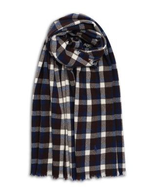 Washed Plaid Wool Scarf