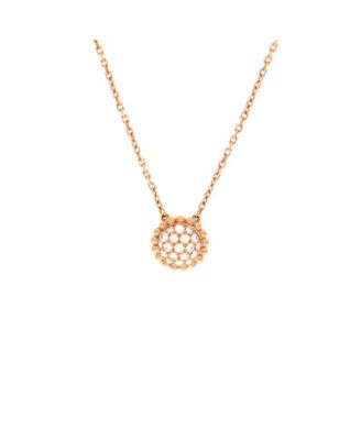  Perlee Round Pendant Necklace 18K Rose Gold and Diamonds, 16.5"