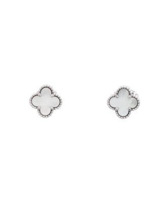  Sweet Alhambra Stud Earrings 18K White Gold and Mother of Pearl