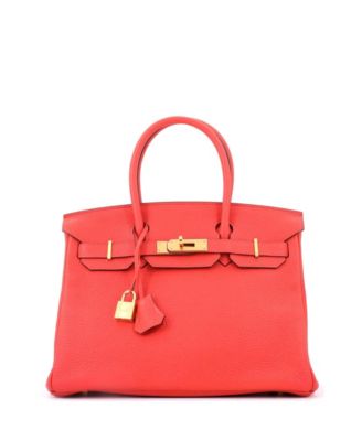 Birkin 30 Handbag Red Clemence with Gold Hardware