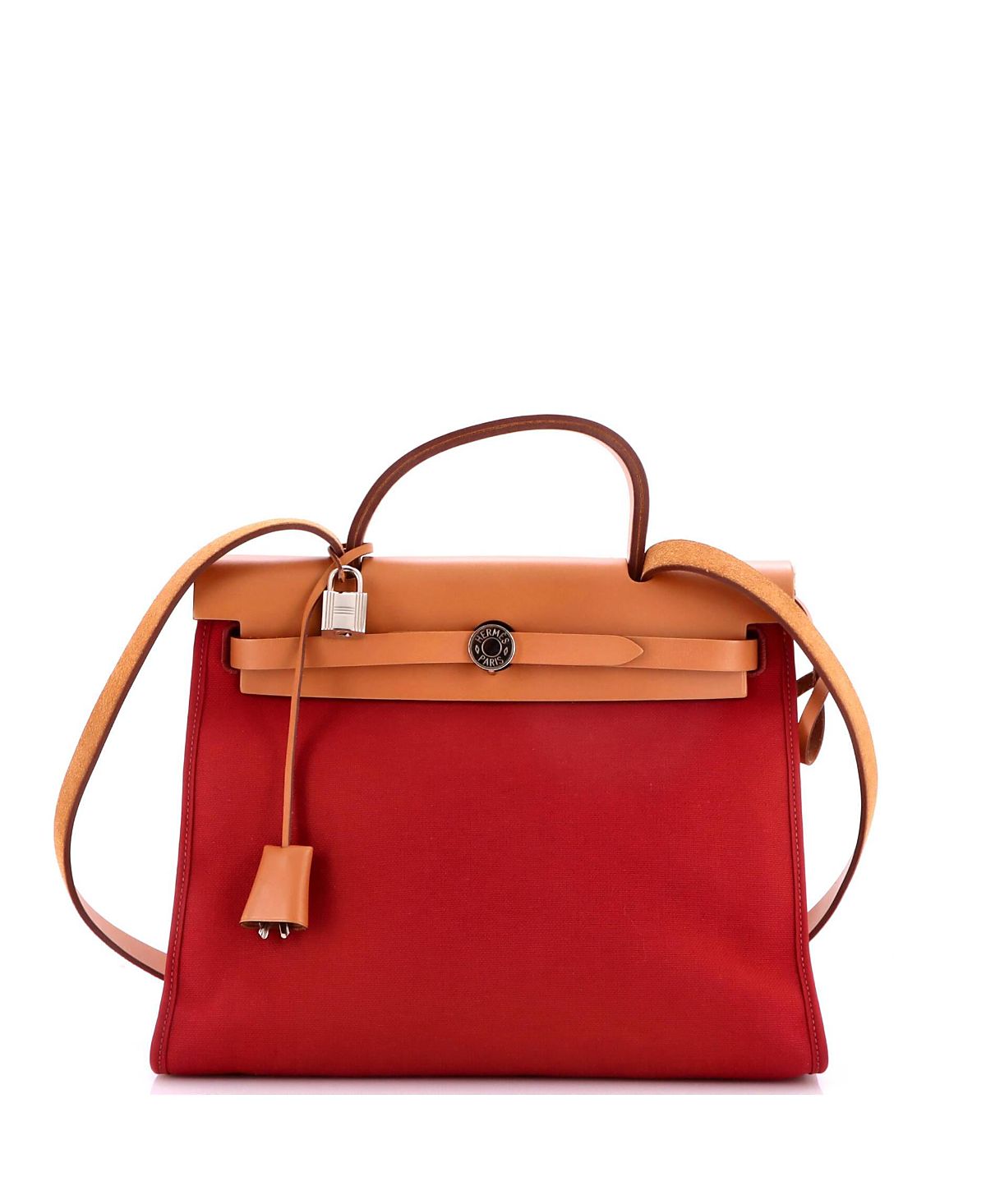 Pre-Owned HERMES 31 Herbag Zip Leather and Toile