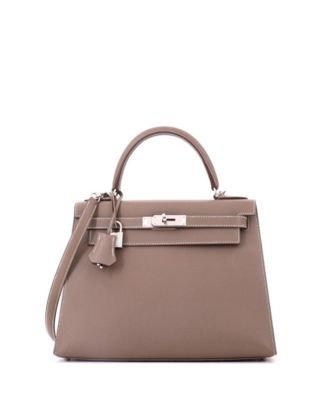 Kelly 28 Handbag Grey Epsom with Palladium Hardware