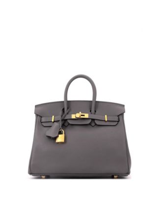 Birkin 25 Handbag Grey Swift with Gold Hardware