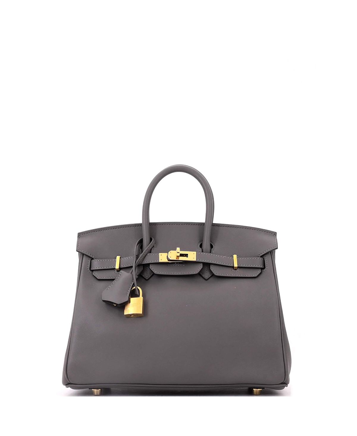 Pre-Owned HERMES Birkin 25 Handbag Grey Swift with Gold Hardware