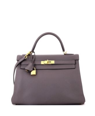 Kelly 32 Handbag Grey Togo with Gold Hardware