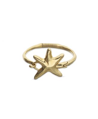  Gold Tone Rigid Star Bangle Bracelet