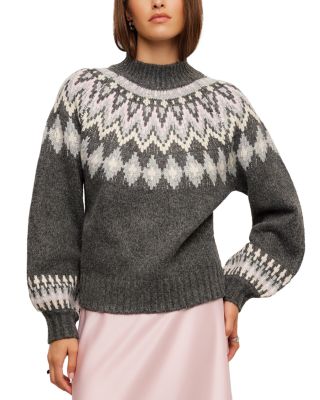 Zarah Jacquard Mock Neck Fair Isle Sweater