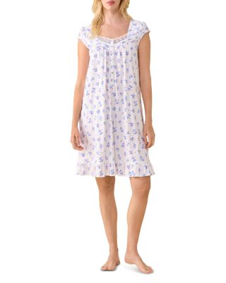 Printed Cotton Jersey Cap Sleeve Short Nightgown