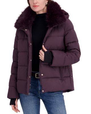 Tahari Vera Faux Fur Collar Puffer Jacket